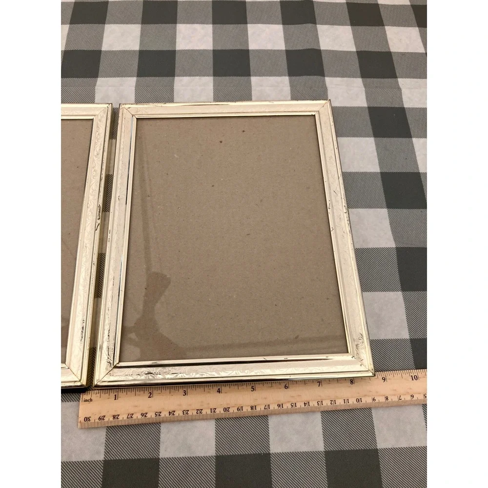 Set of 2 Vintage Picture Frames 8x10 Silver Tone Ornate Scroll Made in Korea
